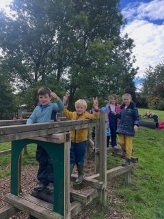 Year 3 have landed at Burwardsley! Having a run about to let off some steam before lunch time 🥪🌯